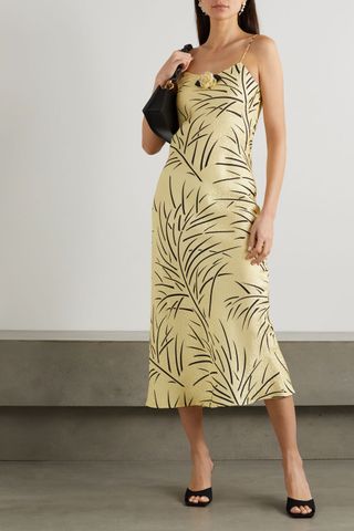 Rodarte + Embellished Printed Silk-Jacquard Midi Dress