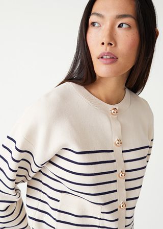 & Other Stories + Striped Gold Button Cardigan