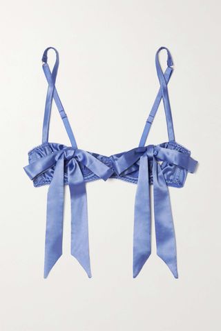 Coco De Mer + Muse Grace Bow-Detailed Cutout Stretch-Satin Underwired Bra