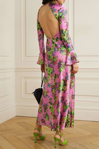 Les Rêveries + Open-Back Floral-Print Satin Maxi Dress