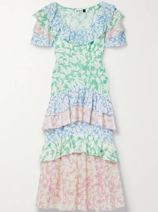 Rixo + Benita Tiered Floral-Print Fil Coupé Cotton-Voile Maxi Dress