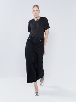 Raey + Split-Back Organic-Cotton Denim Skirt