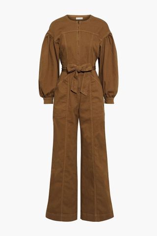 Ulla Johnson + Leo Cropped Belted Cotton-Twill Jumpsuit