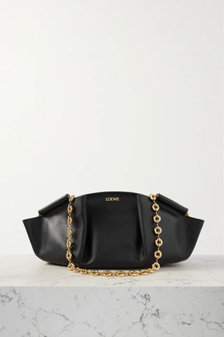 Loewe + Paseo Small Pleated Leather Shoulder Bag