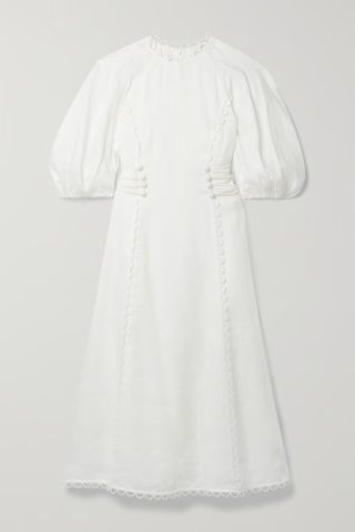 Zimmermann + Rosa Button-Detailed Linen Midi Dress