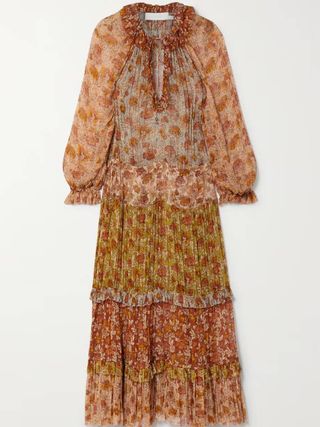Zimmermann + Andie Tiered Floral-Print Crepon Maxi Dress