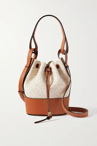 Loewe + Balloon Small Cotton-Canvas and Leather Bucket Bag