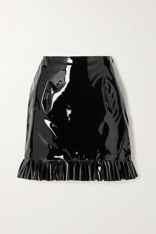 Alessandra Rich + Ruffled Vinyl Mini Skirt