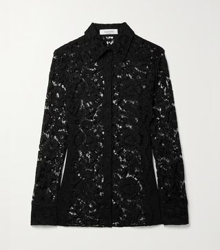 Valentino + Jersey-Paneled Corded Lace Shirt