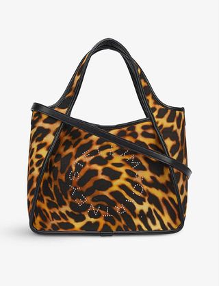 Stella McCartney + Logo Leopard-Print Cotton-Canvas Tote Bag