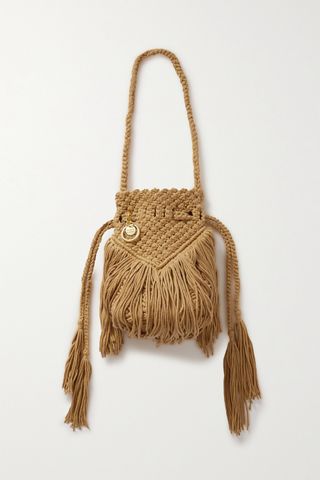 See by Chloé + Roby Fringed Crocheted Cotton Bucket Bag