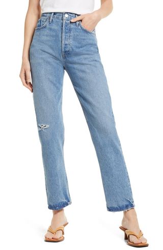 Agolde + '90s Pinch Waist Ripped Straight Leg Organic Cotton Jeans