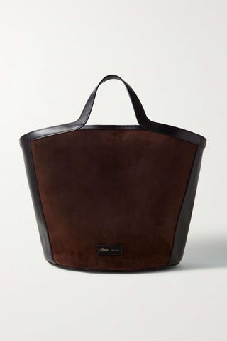 Khaite + Nora Leather-Trimmed Suede Tote