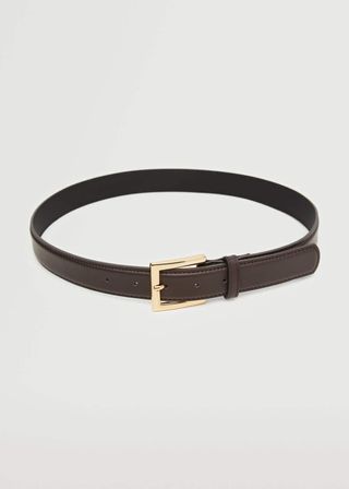 Mango + Leather Belt With Square Buckle
