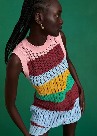 & Other Stories + Colour-Blocked Hand-Crocheted Top