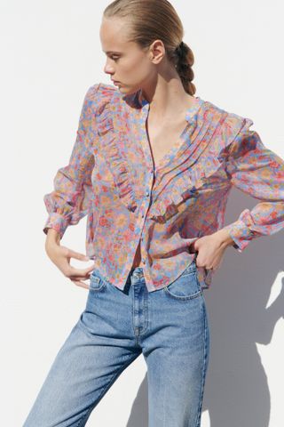 Zara + Floral Print Blouse