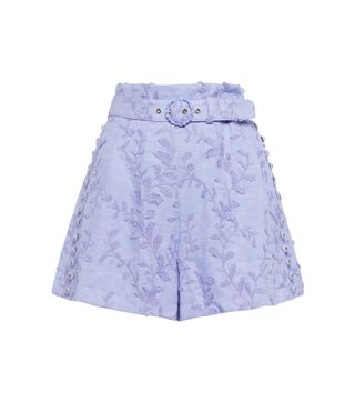 Zimmermann + High-Rise Linen Shorts