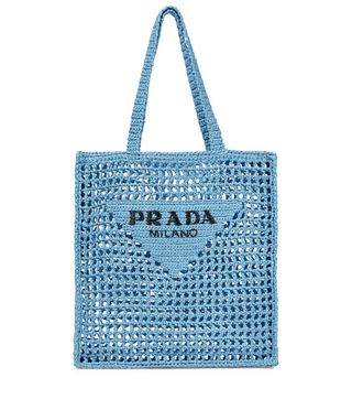 Prada + Logo Raffia-Effect Shopper