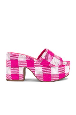 Larroude + Miso Sandal in Gingham Pink