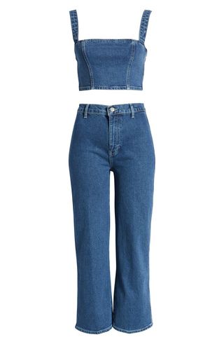Reformation + Sunny Denim Crop Top & Jeans Set