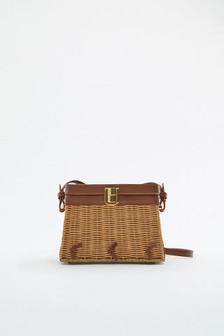 Zara + Rattan Box-Shaped Bag