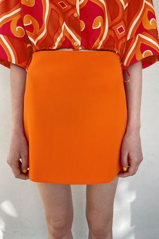 Zara + High-Waist Mini Skirt