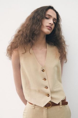 Zara + Tailored Cropped Vest