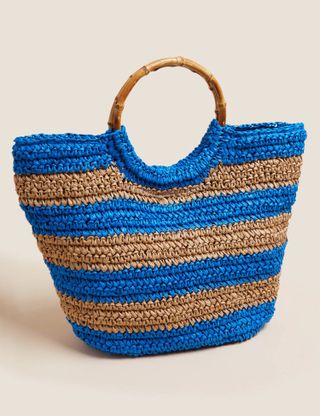 Marks & Spencer + Straw Bamboo Handle Tote Bag