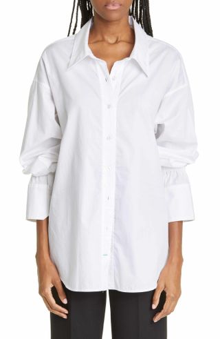 A.L.C. + Monica Oversize Bell Sleeve Cotton Button-Up Shirt