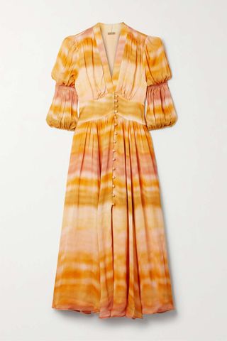 Cult Gaia + Willow Tie-Dyed Shirred Woven Midi Dress