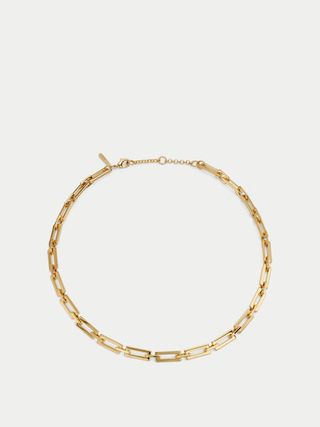 Jigsaw + Square Link Chain Necklace in Gold