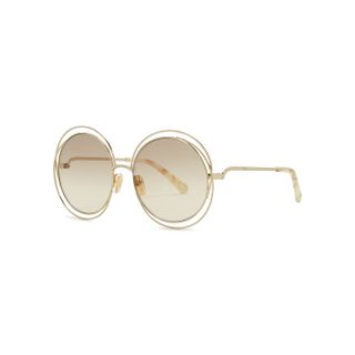Chloé + Carlina Gold-Tone Round-Frame Sunglasses