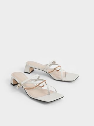 Charles & Keith + Chalk Chain Link Toe-Ring Sandals