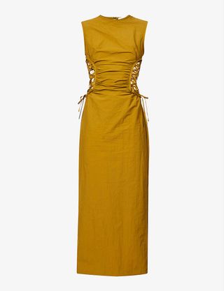 Christopher Esber + Lace-Up Sleeveless Woven Midi Dress