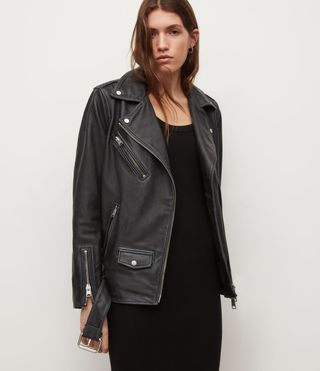 AllSaints + Billie Oversized Leather Biker Jacket