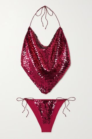 Oséree + Sequined Halterneck Bikini