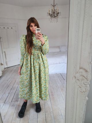 Johanna Sands + Green Cotton Floral Rosa Dress