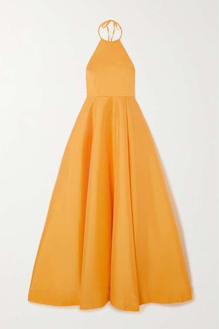 Bernadette + Delilah Backless Taffeta Halterneck Gown