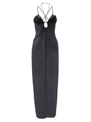 Nensi Dojaka + Cutout Side-Slit Silk-Chiffon Gown