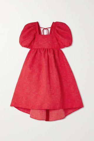 Cecilie Bahnsen + Tilde Cutout Bow-Detailed Gathered Matelassé Mini Dress