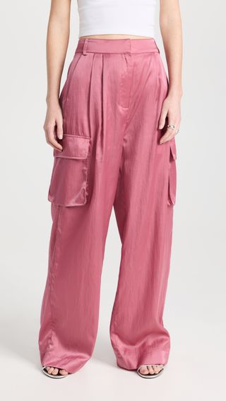 Tibi + Shiny Nylon Pleated Stella Cargo Pants