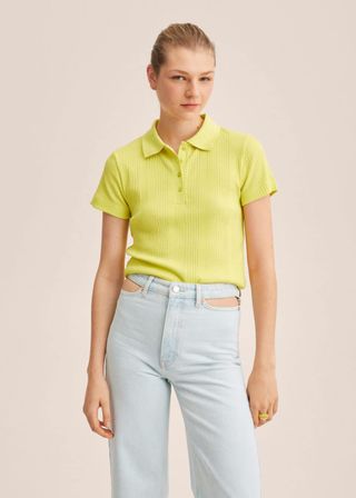 Mango + Ribbed Cotton Polo Shirt
