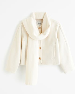 Abercrombie + Removable Scarf Double-Cloth Wool-Blend Jacket