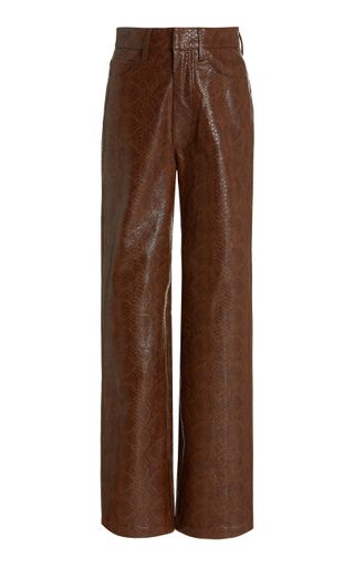 Rotate + Rotie Snakeskin Faux Leather Wide-Leg Pants