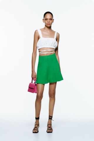 Zara + Linen Blend Mini Skirt