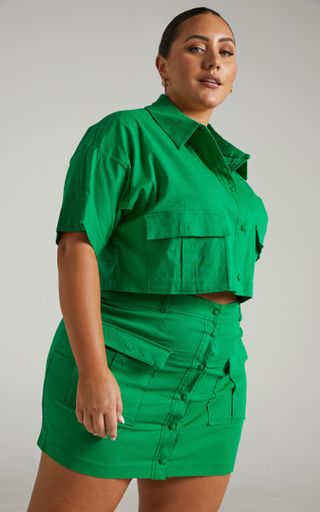 Showpo + Navine Two Piece Skirt Set With Pockets in Green
