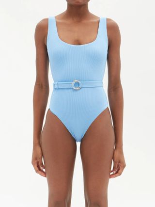 Melissa Obadash + Rio Belted Scoop-Neck Swimsuit