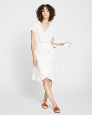 Universal Standard + Tulip Hem Linen Wrap Dress - White