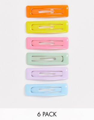 Asos Design + Pack of 6 Snap Clips in Colours