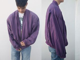 Vintage + 80s Silk Blouson Bomber Jacket